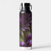 Abstraktes Violett Lila Khaki Fraktal Trinkflasche (Vorne)