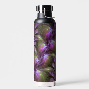 Abstraktes Violett Lila Khaki Fraktal Trinkflasche