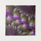 Abstraktes Violett Lila Khaki Fraktal Wandteppich (Vorderseite)