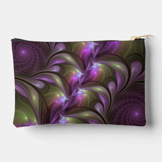 Abstraktes Violett Lila Khaki Fraktal Zubehörtasche (Rückseite)