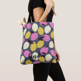 Abstraktes Violett Rosa Gelbes Zitronenmuster Tasche