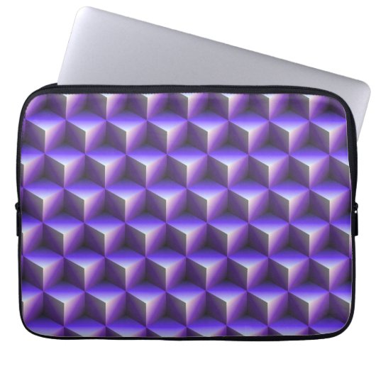 Abstraktes violettes Würfelblockmuster Laptopschutzhülle (Vorderseite)