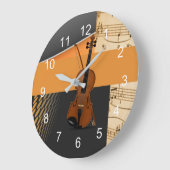 Abstraktes Violinendesign Große Wanduhr (Winkel)