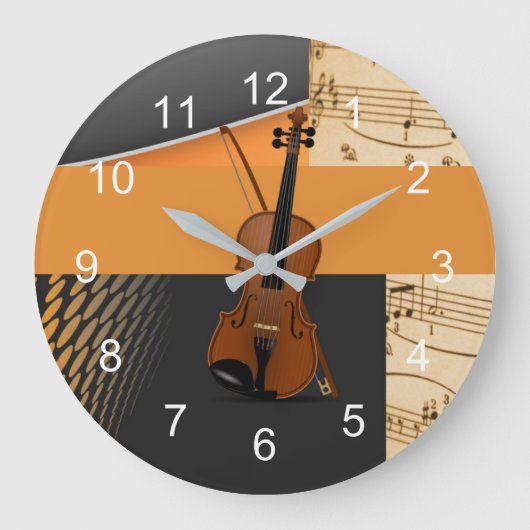 Abstraktes Violinendesign Große Wanduhr (Vorderseite)