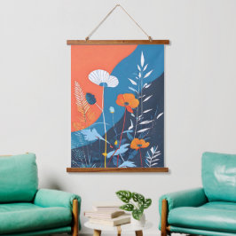 Abstraktes Vivid Blooms Poster Wandteppich Mit Holzrahmen