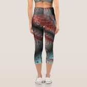 Abstraktes Vivio Fantasy Fraktal Art Brown Blue Capri Leggings (Rückseite)