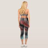 Abstraktes Vivio Fantasy Fraktal Art Brown Blue Capri Leggings (Rückseite)