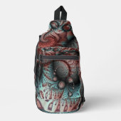 Abstraktes Vivio Fantasy Fraktal Art Brown Blue Crossbody Bag (Vorderseite)