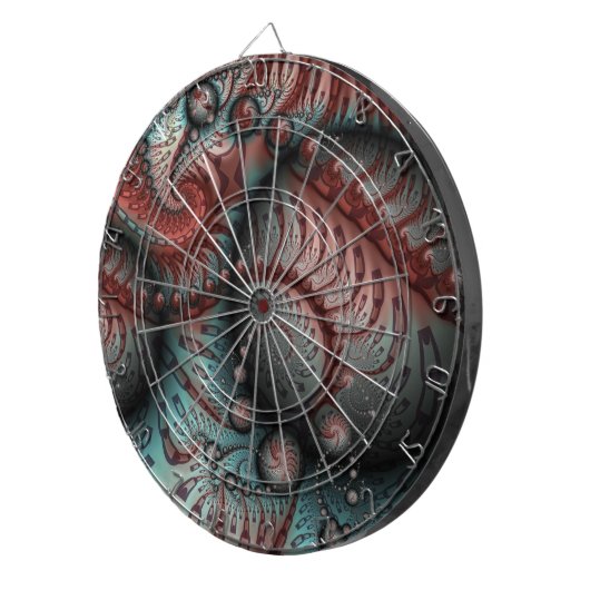 Abstraktes Vivio Fantasy Fraktal Art Brown Blue Dartscheibe (Vorderseite rechts)