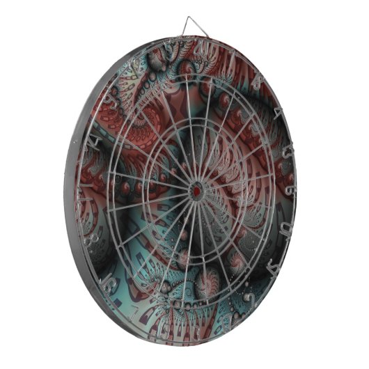 Abstraktes Vivio Fantasy Fraktal Art Brown Blue Dartscheibe (Vorderseite Links)