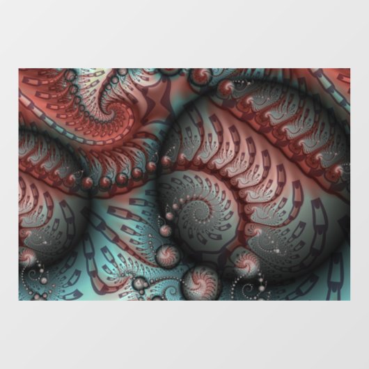 Abstraktes Vivio Fantasy Fraktal Art Brown Blue Fensteraufkleber (Blatt)