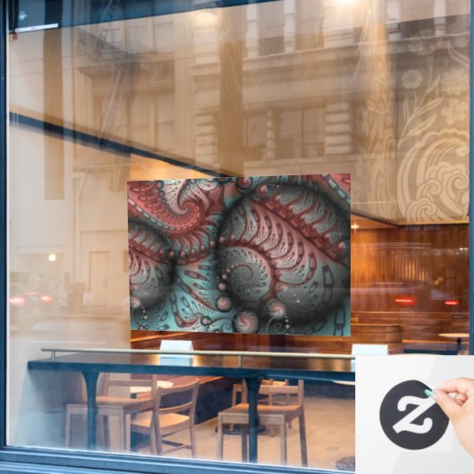 Abstraktes Vivio Fantasy Fraktal Art Brown Blue Fensteraufkleber (Café-Fenster)