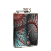 Abstraktes Vivio Fantasy Fraktal Art Brown Blue Flachmann (Rechts)