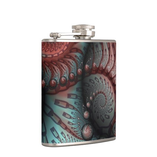 Abstraktes Vivio Fantasy Fraktal Art Brown Blue Flachmann (Rechts)