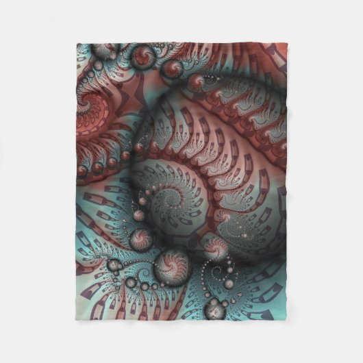 Abstraktes Vivio Fantasy Fraktal Art Brown Blue Fleecedecke (Vorderseite)