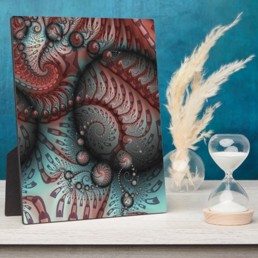 Abstraktes Vivio Fantasy Fraktal Art Brown Blue Fotoplatte (Seite)