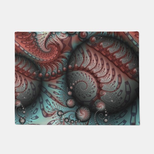 Abstraktes Vivio Fantasy Fraktal Art Brown Blue Fußmatte (Vorderseite)