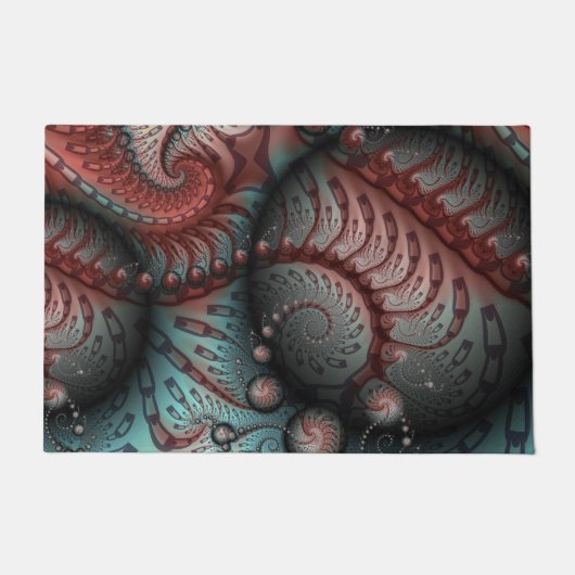 Abstraktes Vivio Fantasy Fraktal Art Brown Blue Fußmatte (Vorderseite)