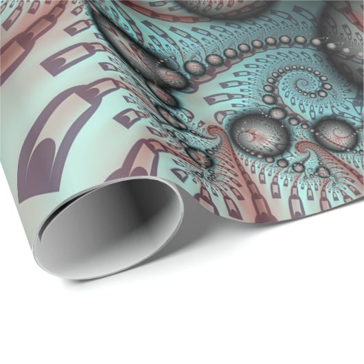 Abstraktes Vivio Fantasy Fraktal Art Brown Blue Geschenkpapier (Rolleneckpunkt)