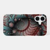 Abstraktes Vivio Fantasy Fraktal Art Brown Blue iPhone 16 Hülle (Rückseite (Horizontal))