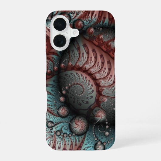 Abstraktes Vivio Fantasy Fraktal Art Brown Blue iPhone 16 Hülle (Rückseite)