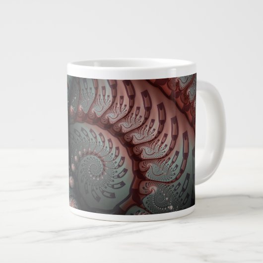 Abstraktes Vivio Fantasy Fraktal Art Brown Blue Jumbo-Tasse (Vorderseite Rechts)