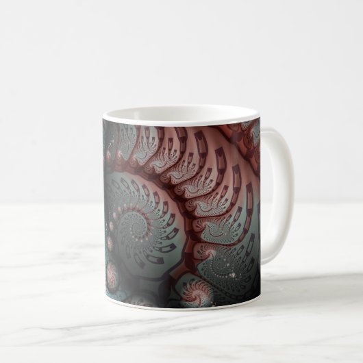 Abstraktes Vivio Fantasy Fraktal Art Brown Blue Kaffeetasse (VorderseiteRechts)