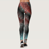 Abstraktes Vivio Fantasy Fraktal Art Brown Blue Leggings (Rückseite)