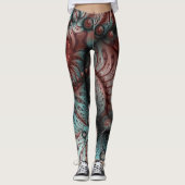 Abstraktes Vivio Fantasy Fraktal Art Brown Blue Leggings (Vorderseite)