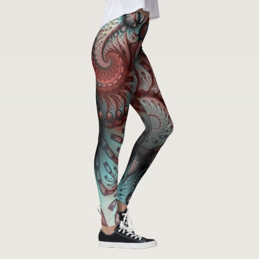 Abstraktes Vivio Fantasy Fraktal Art Brown Blue Leggings (Rechts)