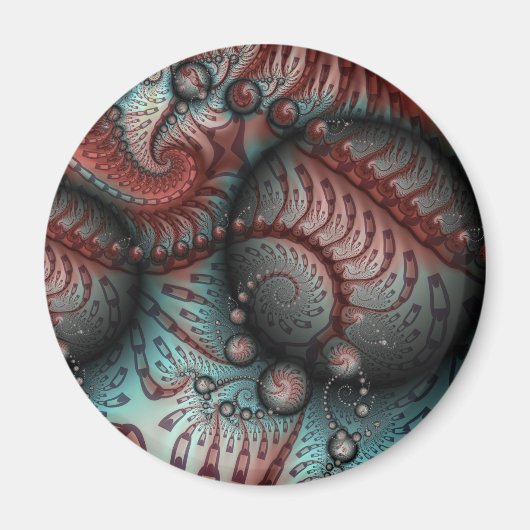 Abstraktes Vivio Fantasy Fraktal Art Brown Blue Magnet (Vorne)