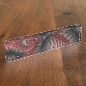 Abstraktes Vivio Fantasy Fraktal Art Brown Blue Namensplakette (Seite)