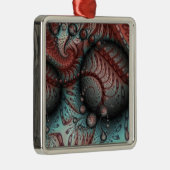 Abstraktes Vivio Fantasy Fraktal Art Brown Blue Ornament Aus Metall (Rechts)