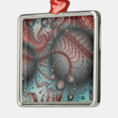 Abstraktes Vivio Fantasy Fraktal Art Brown Blue Ornament Aus Metall (Links)