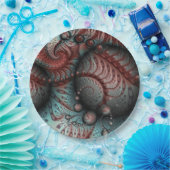 Abstraktes Vivio Fantasy Fraktal Art Brown Blue Pappteller (Party)