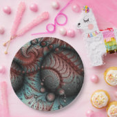 Abstraktes Vivio Fantasy Fraktal Art Brown Blue Pappteller (Party)