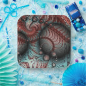 Abstraktes Vivio Fantasy Fraktal Art Brown Blue Pappteller (Party)