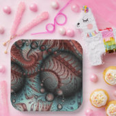 Abstraktes Vivio Fantasy Fraktal Art Brown Blue Pappteller (Party)