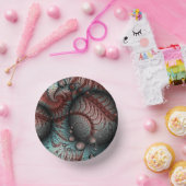 Abstraktes Vivio Fantasy Fraktal Art Brown Blue Pappteller (Party)