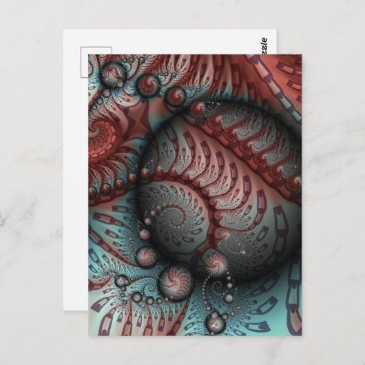 Abstraktes Vivio Fantasy Fraktal Art Brown Blue Postkarte (Vorne/Hinten)