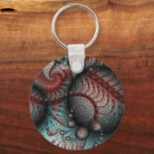 Abstraktes Vivio Fantasy Fraktal Art Brown Blue Schlüsselanhänger (Rückseite)