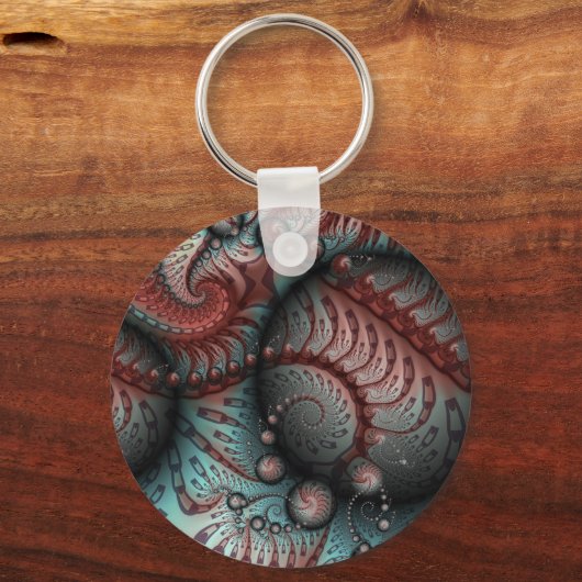 Abstraktes Vivio Fantasy Fraktal Art Brown Blue Schlüsselanhänger (Rückseite)