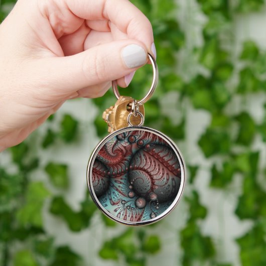 Abstraktes Vivio Fantasy Fraktal Art Brown Blue Schlüsselanhänger (Hand)