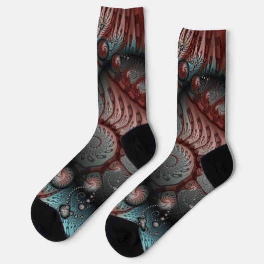 Abstraktes Vivio Fantasy Fraktal Art Brown Blue Socken (Linkes Detail)