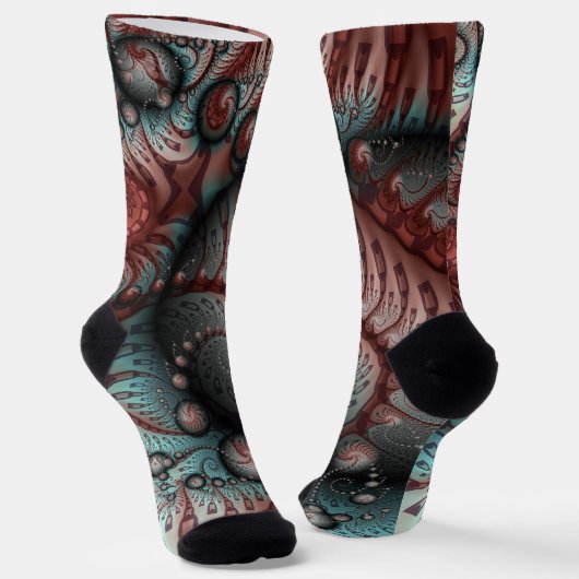 Abstraktes Vivio Fantasy Fraktal Art Brown Blue Socken (Gewinkelt)