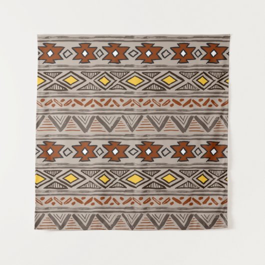 Abstraktes, von Hand gezeichnet ethnisches Muster Wandteppich (Vorderseite)