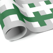 Abstraktes Waldgrün, -silber und -WEISS Geschenkpapier (Rolleneckpunkt)