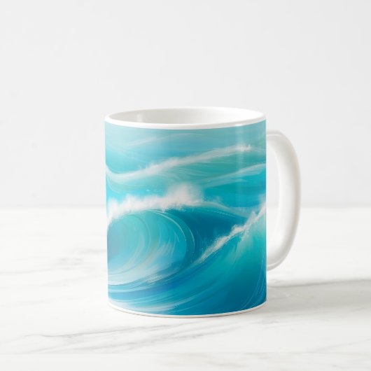 Abstraktes Wasser aus weichem blauem Ozean Kaffeetasse (VorderseiteRechts)