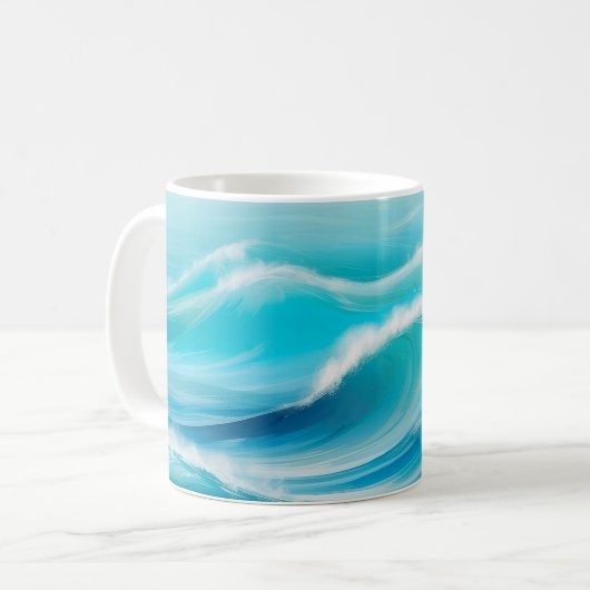 Abstraktes Wasser aus weichem blauem Ozean Kaffeetasse (Vorderseite Links)