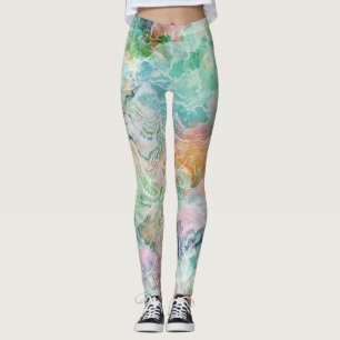 Abstraktes Wasserfarbe-Grunge-Muster Ozean Leggings